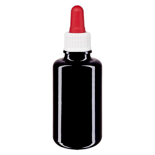 Apothekenflasche violett 30ml Pipette weiß/rot Standard Apothekenflasche violett 30ml Pipette weiß/rot Standard