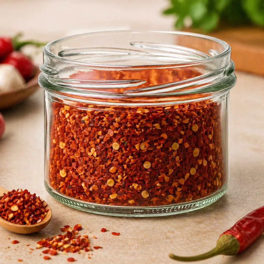 225ml Sturzglas ohne Deckel (TO82) UNiTWIST UNiTWIST Sturzglas 225ml mit Chili-Gewürzmischung gefüllt, Glaskonserve für Gewürze und Küchenvorräte