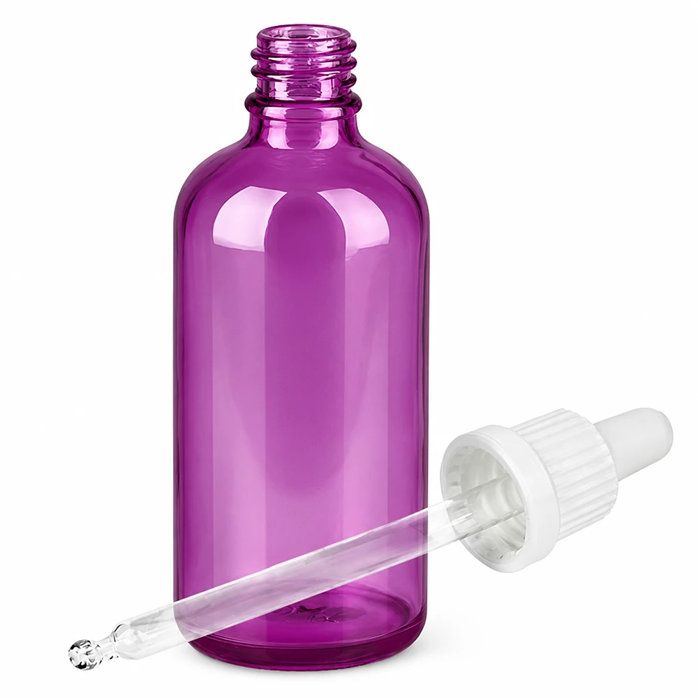 Kompakte 100ml Tropferflasche lila für DIY Kosmetik und natürliche Hautpflege