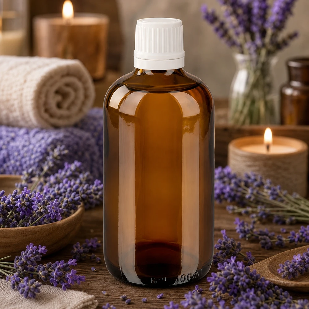 Apothekenflasche braun 100ml Schraubverschluss weiß Originalitätsverschluss Kompakte 100ml Braunglasflasche mit UV-Schutz und weißem Schraubdeckel für Aromapflege