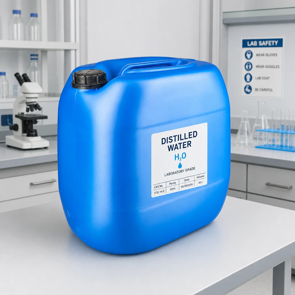 Rechteckiger Kunststoffkanister 30L blau mit griffigem Schraubverschluss OV und stabilem Henkel