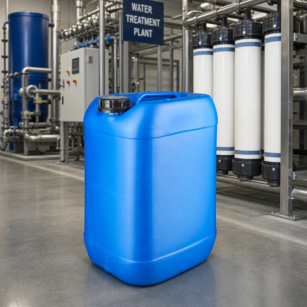Stapelbarer rechteckiger 25 Liter Blaukanister mit OV-Verschluss für chemische Industrie