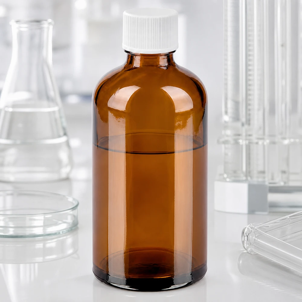 100ml Flasche 11mm Schraubverschluss weiß Standard BrownLine UT18/100 Robuste 100ml Flasche aus getöntem Glas mit Standardgewinde für chemische Substanzen