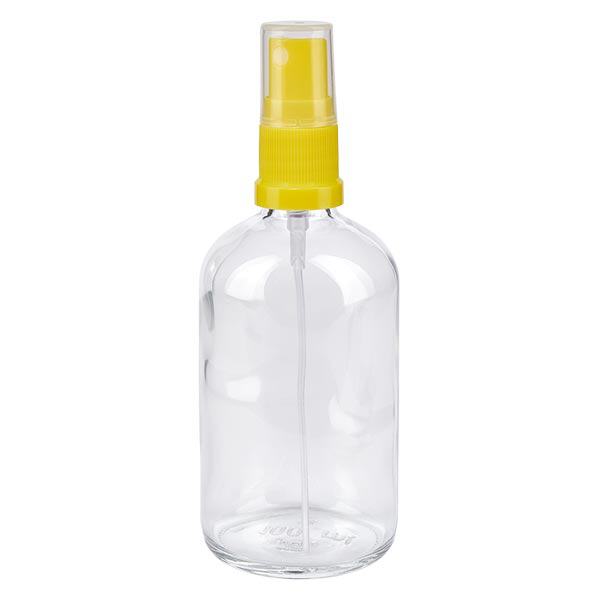 Apothekenflasche klar 100ml Sprayaufsatz gelb Apothekenflasche klar 100ml Sprayaufsatz gelb