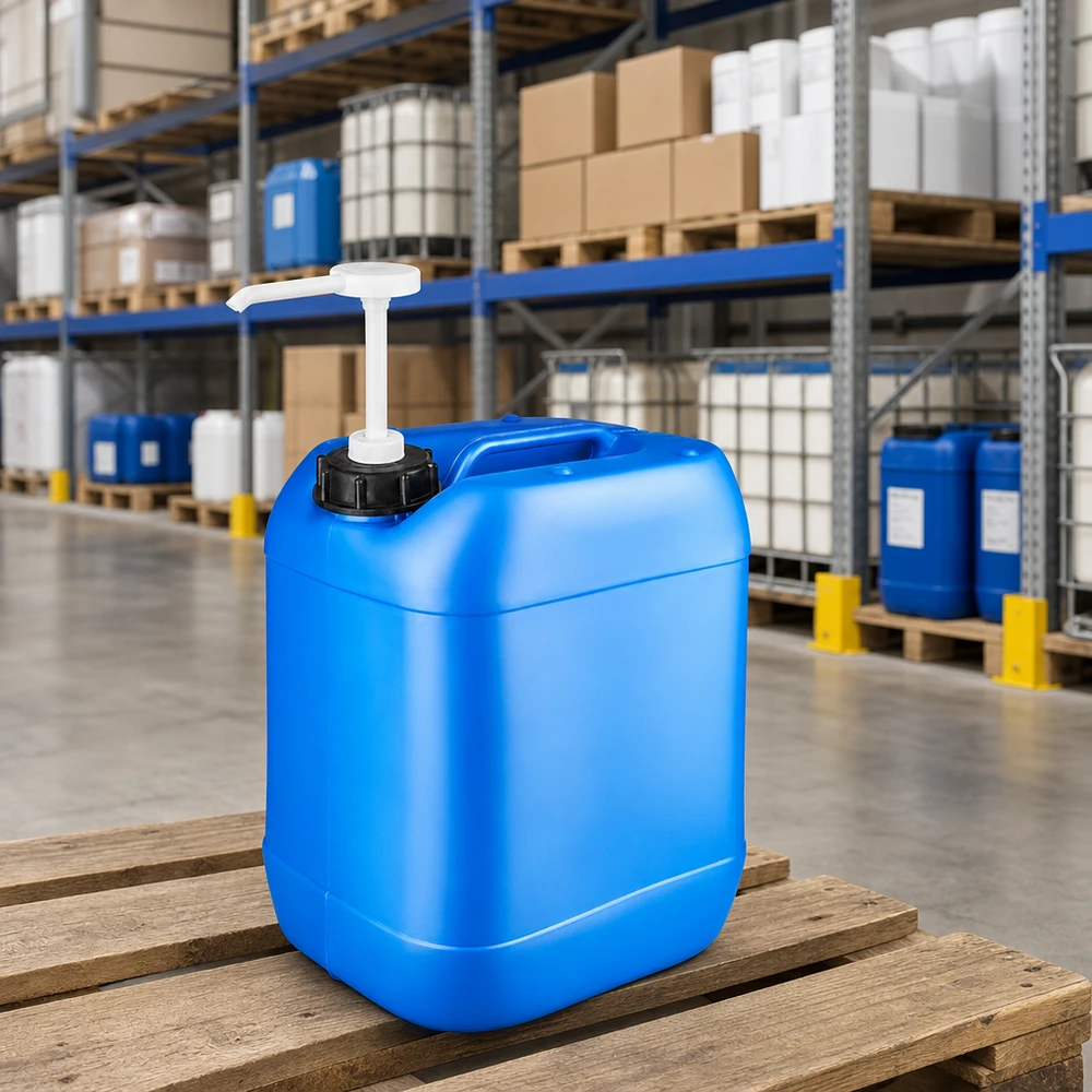 Kanister 20 Liter blau mit Dosierpumpe Lebensmittelechter Kunststoffkanister 20 Liter blau mit Dosierpumpe und Tragegriff