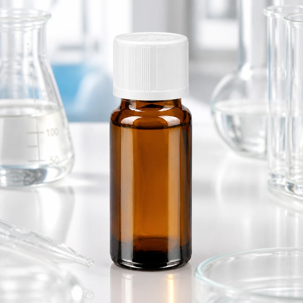Apothekenflasche braun 10ml Schraubverschluss weiß Kindersicherung Standard Kompakte braune Droggerieflasche 10ml weißer Schraubdeckel für pharmazeutische Produkte