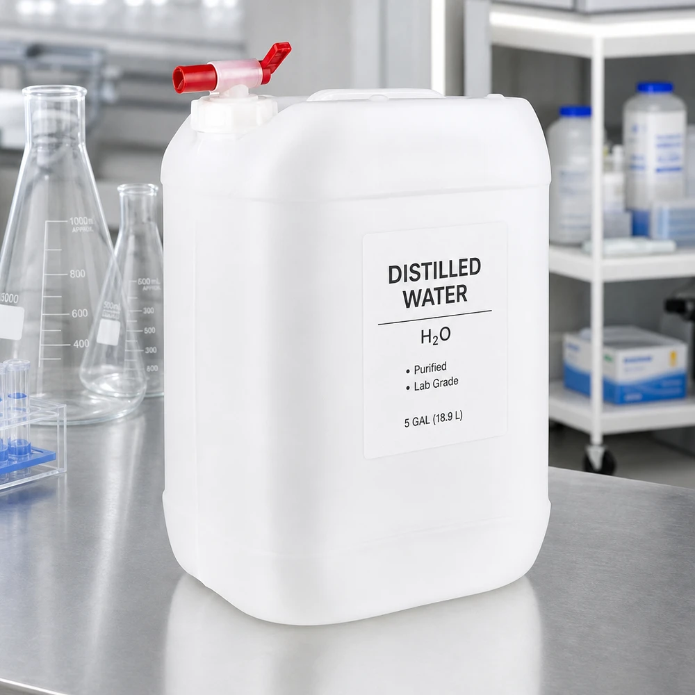 25 Liter Kanister mit Auslaufhahn für gereinigte Laborflüssigkeiten in Laborumgebung
