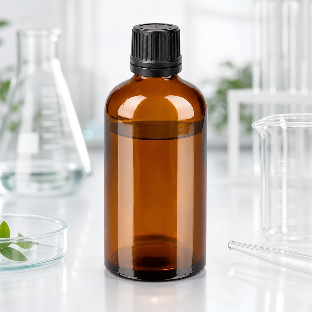 Robuste 100ml Apothekerflasche aus dickem Braunglas mit tropfgenauer 1mm Öffnung