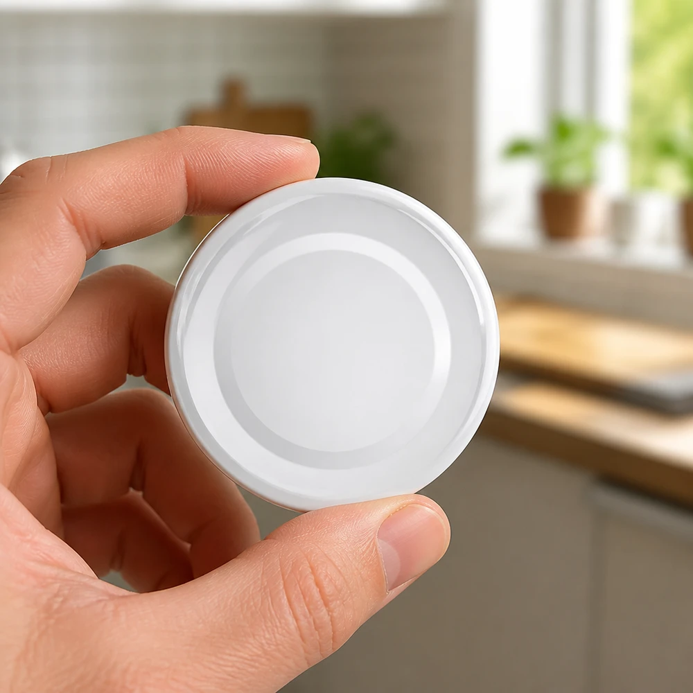 UNiTWIST TO48 BasicSeal Konservendeckel weiss Fingergriff Detailansicht
