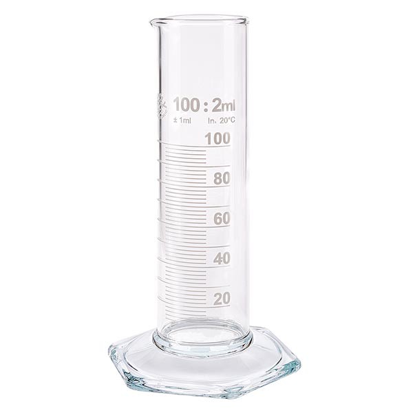 100ml Messzylinder NF aus Glas, weiße Skala