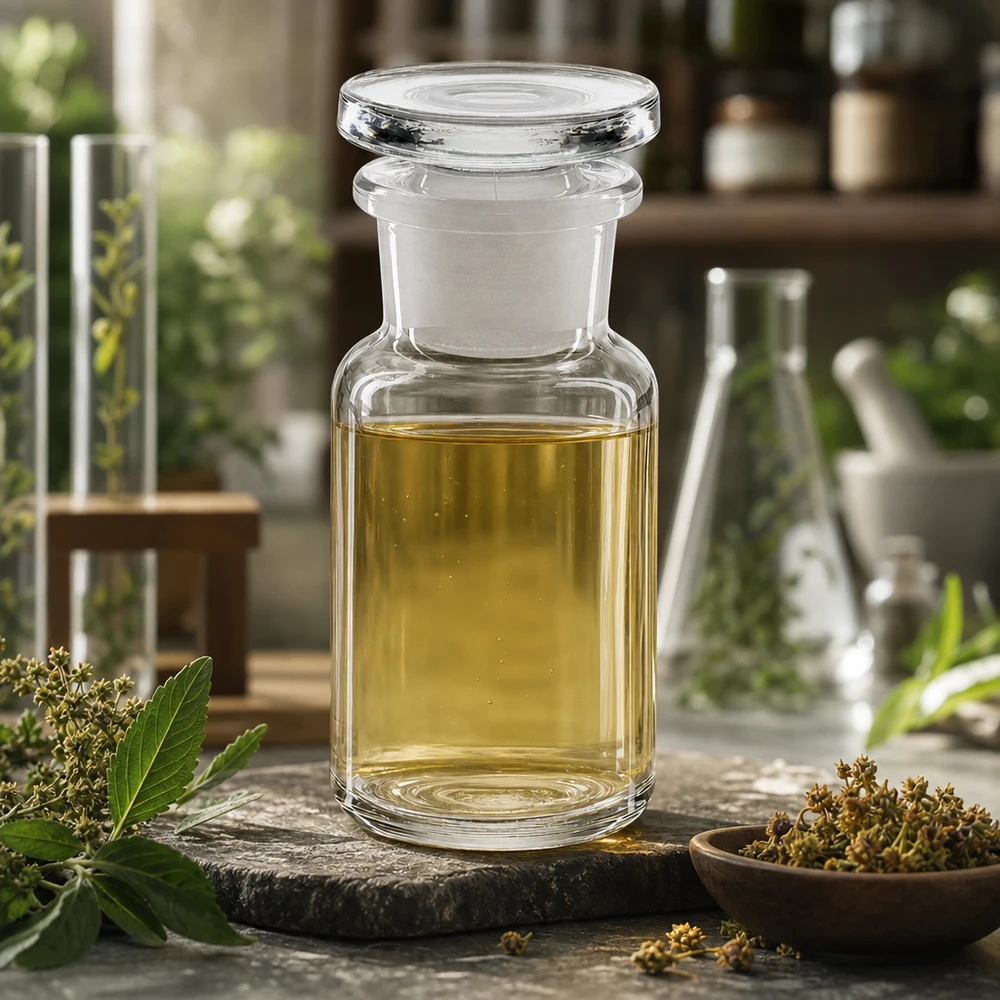 Kompakte Vorratsflasche 50ml Klarglas mit Weithals und Glasstopfen für Naturheilkunde