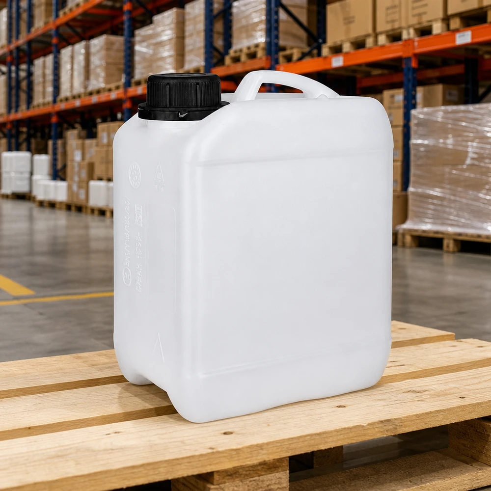 Flacher Weithalsbehälter 2,5 L Kunststoff weiß mit robustem OV-Verschluss für sichere Lagerung