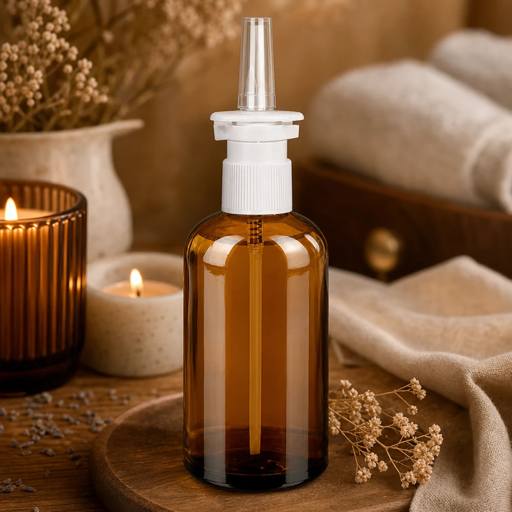 100ml Nasensprayflasche weiß/transparent Standard BrownLine UT18/100 Robuste Nasensprayflasche 100ml mit Standard-Gewinde für sichere Verschluss-Verbindung