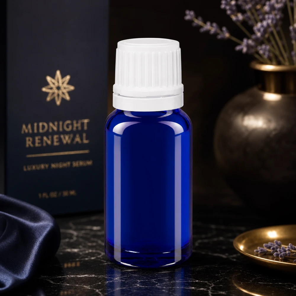 Pharmazeutische blaue Lichtschutzflasche 10ml mit Originalitätsverschluss für Nachtserum