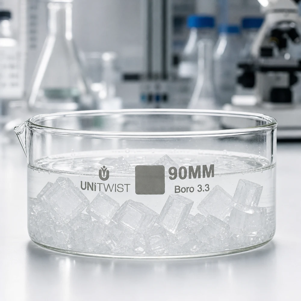 Kristallisierschale ø90mm UNiTWIST Boro 3.3 mit Schnabelausguß für Laboranwendungen