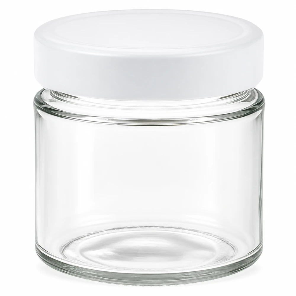 135ml Rundglas + BasicSeal Deckel weiß deep UNiTWIST 135ml Rundglas mit weißem BasicSeal Deckel transparent leer Glasdose Aufbewahrung Kosmetik Lebensmittel