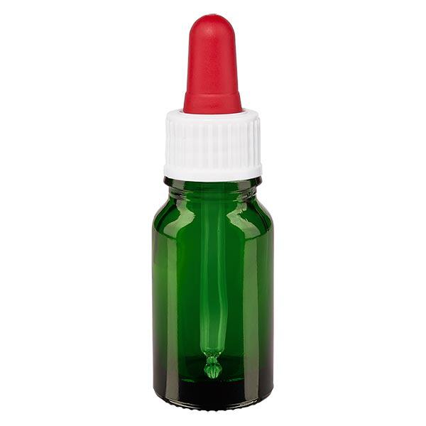 Apothekenflasche grün 10ml Pipette weiß/rot Standard
