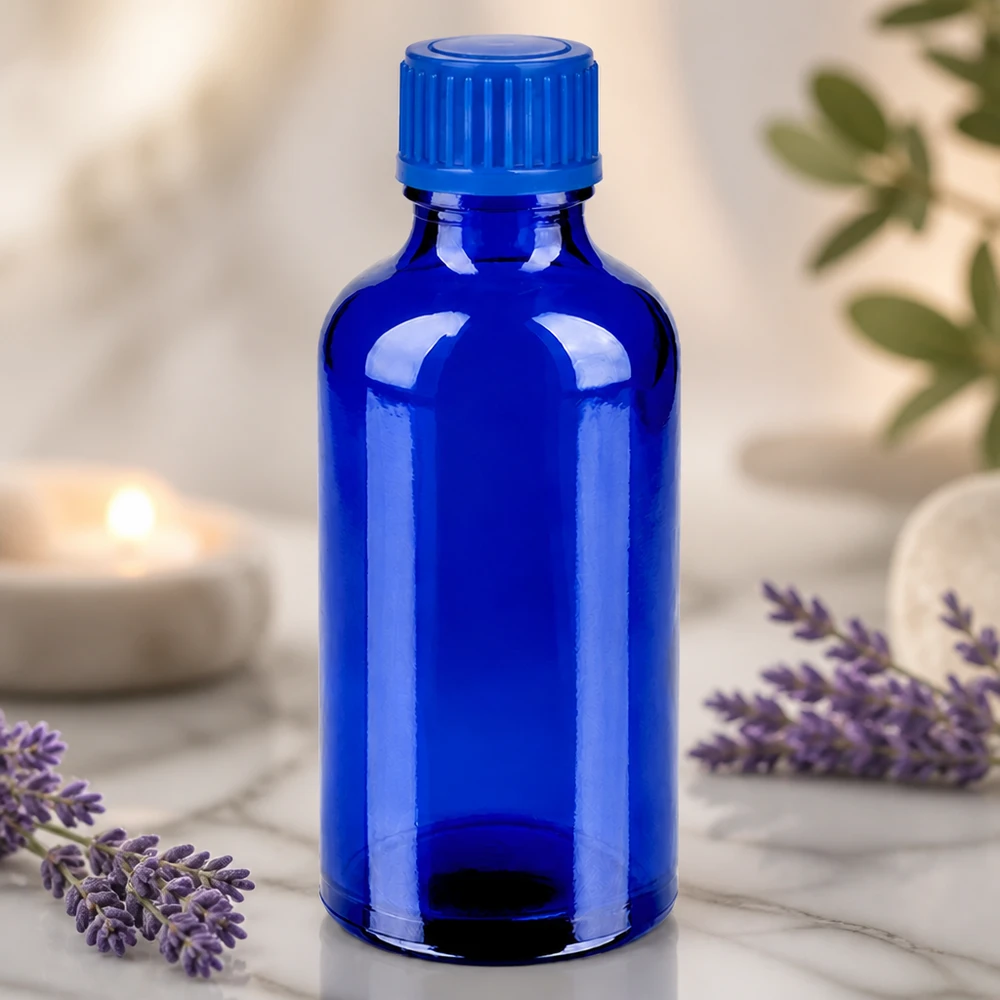 50ml Flasche 11mm Schraubverschluss blau Standard BlueLine UT18/50 Elegante 50ml Blauflasche STD BlueLine Design perfekt für DIY-Kosmetik und Naturprodukte