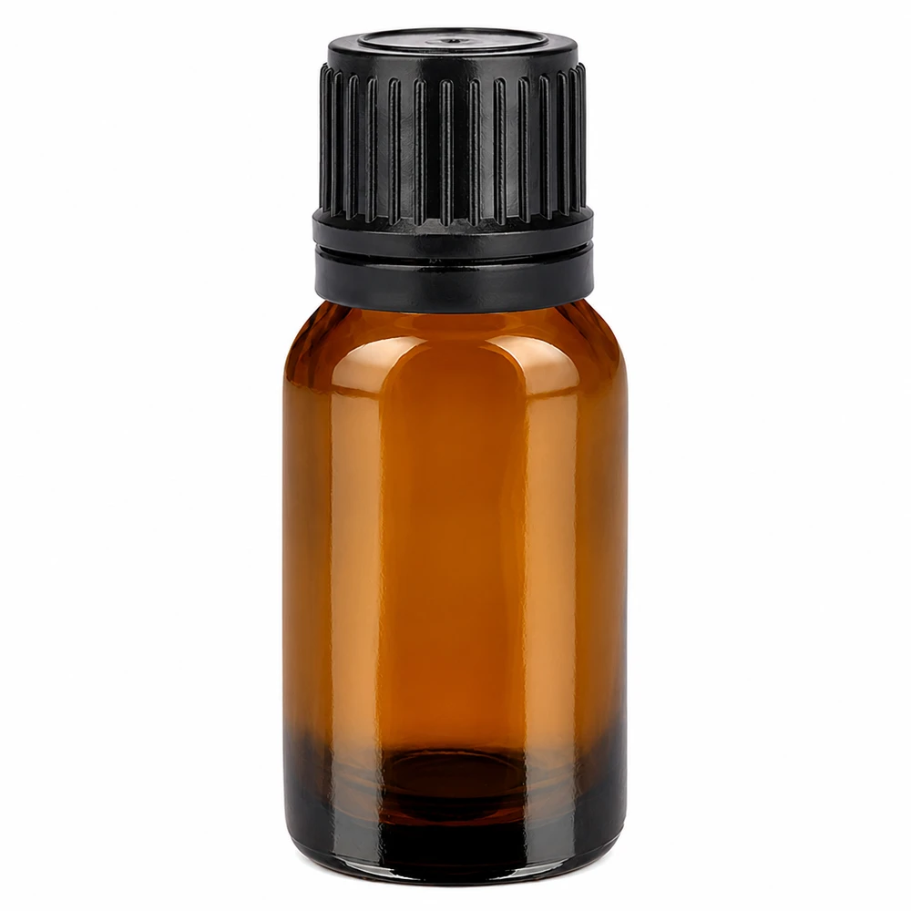 10ml Flasche 11mm Schraubverschluss schwarz Originalitätsverschluss BrownLine UT18/10 Runde 10ml Glasflasche in Bernsteinfarben mit schwarzem Schraubdeckel für pharmazeutische Zwecke