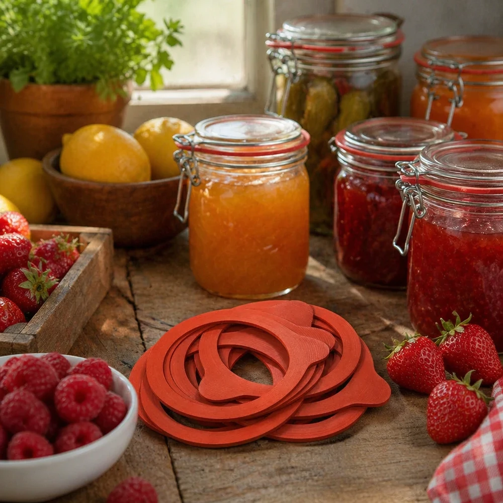 Einkochring Naturgummi RR80 Einkochring RR80 Naturgummi orange für Einweckgläser mit Marmelade Konfitüre Erdbeeren Himbeeren Einkochen