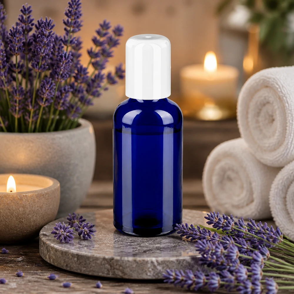 BlueLine Roll-On Flasche 50ml aus UV-beständigem Glas perfekt für Lavendel- und Kräuteröle
