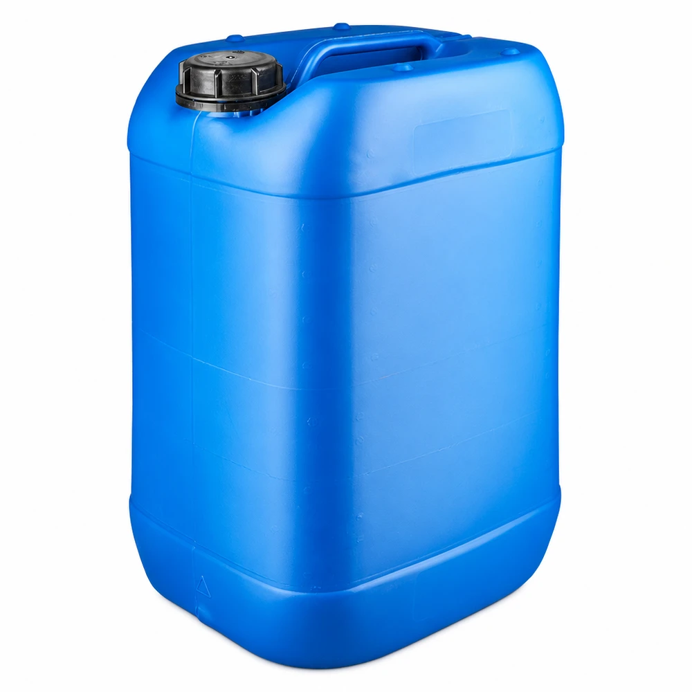 Blauer 25 Liter Wasserkanister mit schwarzem OV Schraubverschluss lebensmittelecht