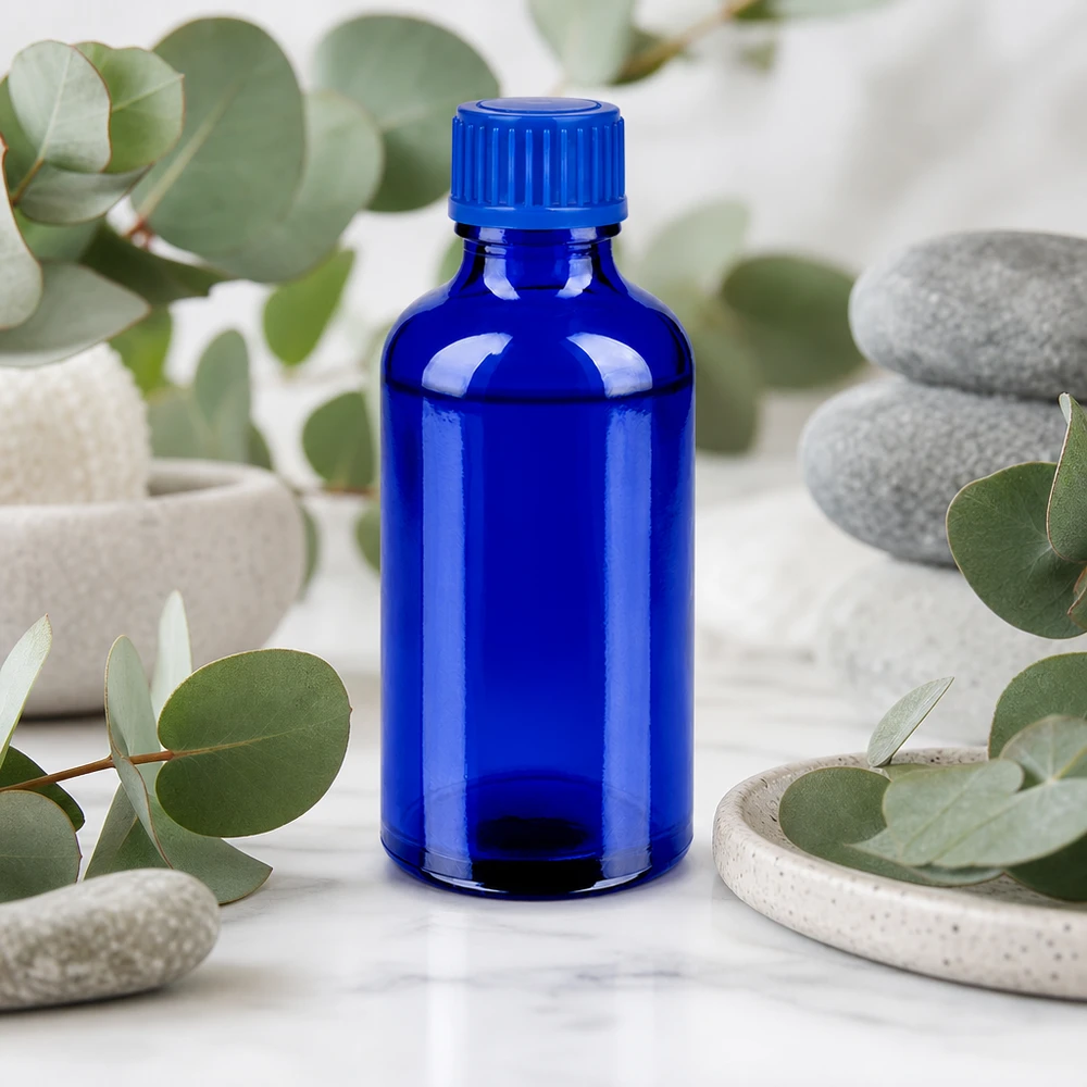50ml Flasche 11mm Schraubverschluss blau Standard BlueLine UT18/50 Vielseitige 50ml blaue Glasflasche mit 11mm Öffnung perfekt für DIY-Projekte und Mischungen