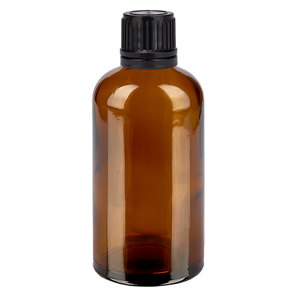 100ml Globuliflasche 8mm Giessring schwarz Originalitätsverschluss BrownL. UT18/10
