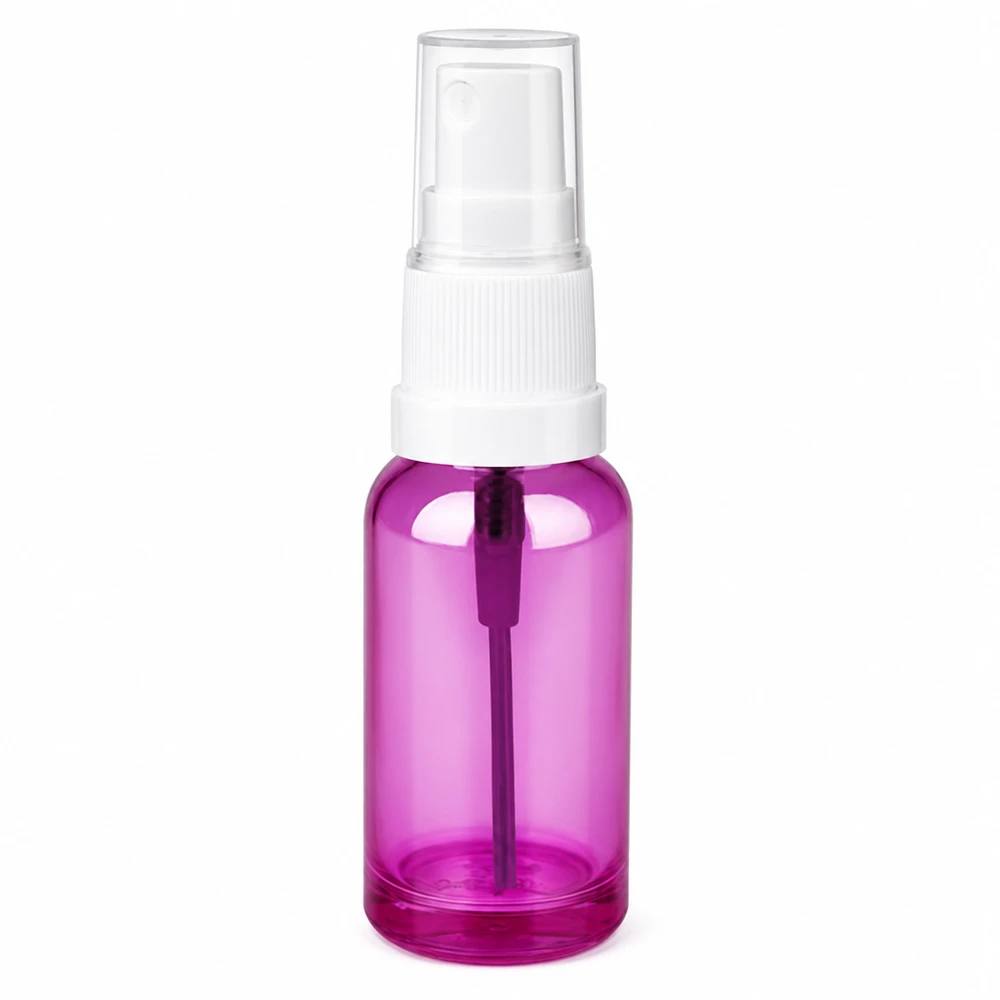 20ml Sprayflasche weiss/transparent Standard PurpleLine UT18/20 Handliche Sprayflasche 20ml in Purple-Optik mit Kunststoff-Sprühpumpe für Beauty-Anwendungen