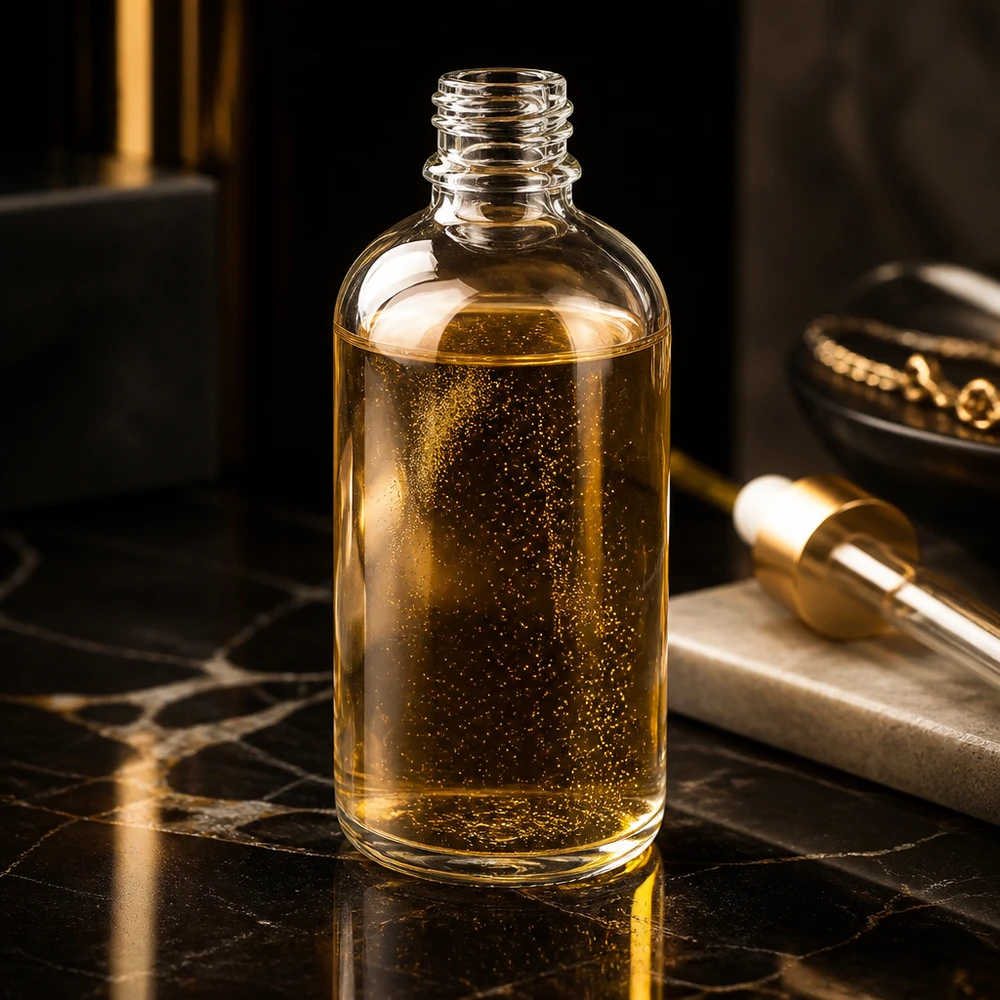 100ml Apothekenflasche ClearLine UT18/100 UNiTWIST 100ml ClearLine Flasche DIN18 ideal für Seren und Öle mit goldenen Schwebepartikeln UNiTWIST