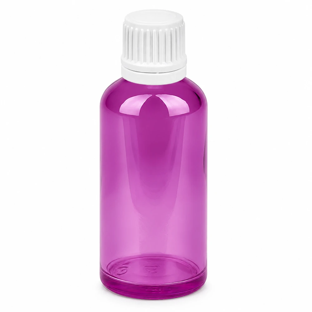 UT18/50 Glasflasche 50ml mit präzisem Tropfverschluss in modernem Violett-Ton