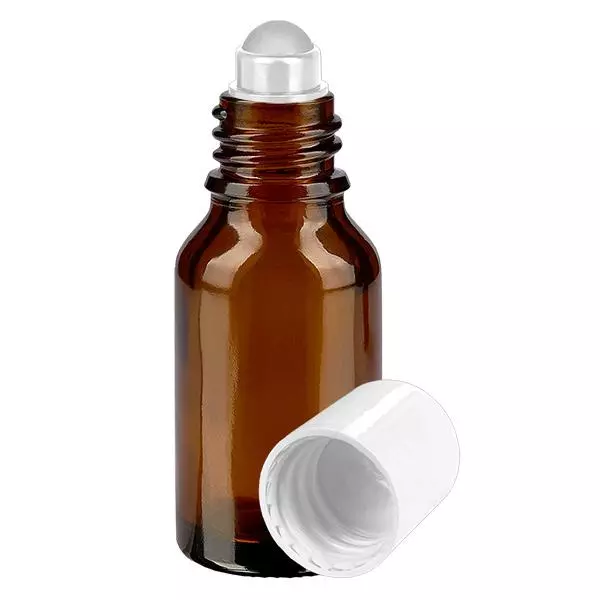 Apothekenflasche braun 30ml Roll-On Verschluss weiß