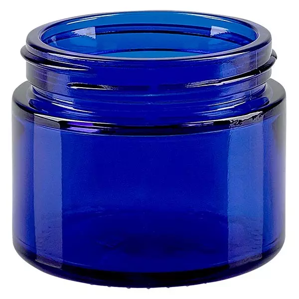 50ml Glastiegel. royalblau ohne Deckel, Gewinde 52mm ApoGlas 50ml Glastiegel. royalblau ohne Deckel, Gewinde 52mm ApoGlas