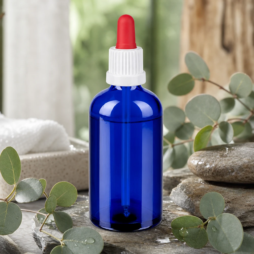 100ml Pipettenflaschwarz weiß/rot Originalitätsverschluss BlueLine UT18/100 Stilvolle blaue Glasflasche mit Pipette 100ml Fassungsvermögen für professionelle Anwendungen