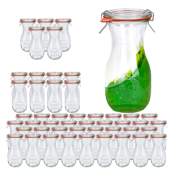48er Set Weck Gläser 290ml Saftflasche mit 48 Glasdeckeln, 4