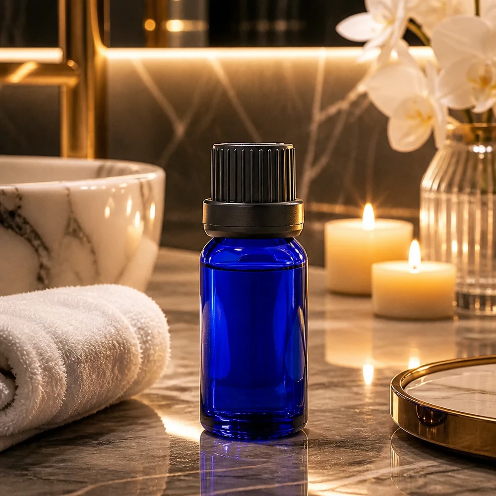 5ml Flasche 11mm Schraubverschluss schwarz Originalitätsverschluss BlueLine UT18/5 Luxuriöse 5ml blaue Glasflasche mit elegantem Design für Premium Aromatherapie Produkte