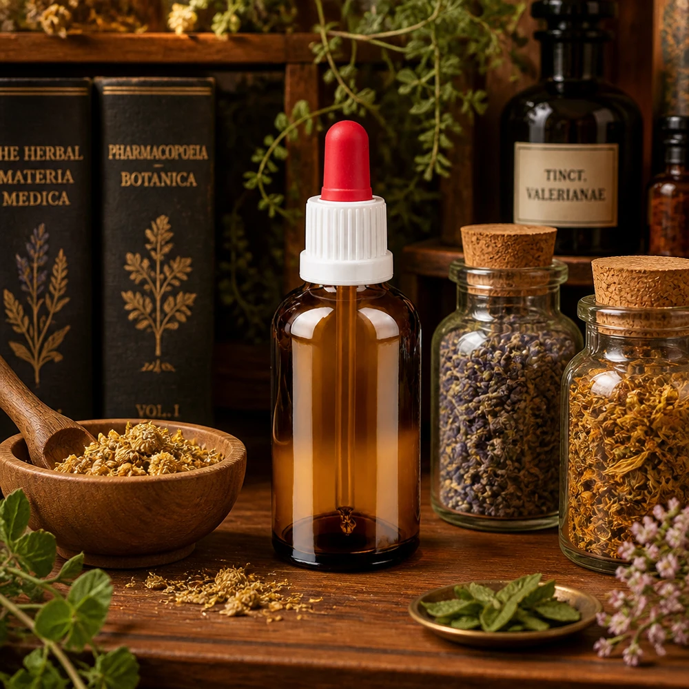 Handliche 50ml Tropferflasche mit weißem Schraubverschluss für Naturheilkunde-Produkte