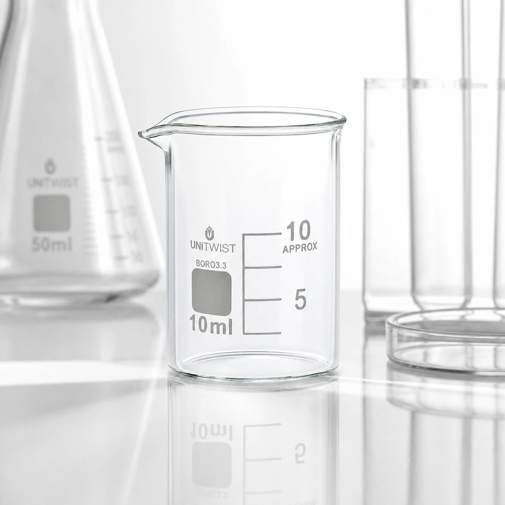 Kleinstvolumen Becherglas 10ml Borosilikat niedrige Form ideal für Mikromengen im Chemielabor