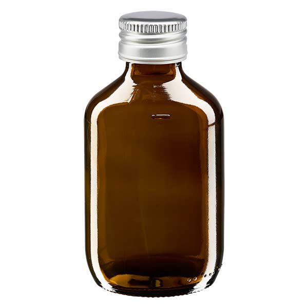 200ml Medizinflasche braun, mit Verschluss silber Aluminium ApoGlas