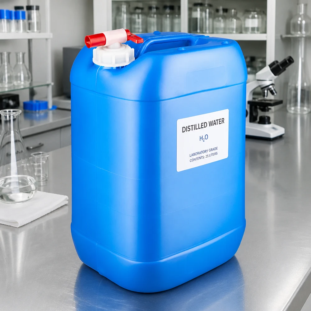 Lebensmittelechter HDPE Kanister 25L blau mit seitlichem Zapfhahn und Schraubdeckel
