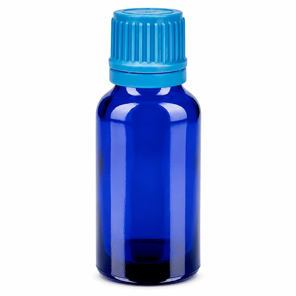 20ml Flasche 11mm Schraubverschluss blau Originalitätsverschluss BlueLine UT18/20 20ml BlueLine Glasflasche mit gerilltem Verschluss perfekt für DIY-Mischungen