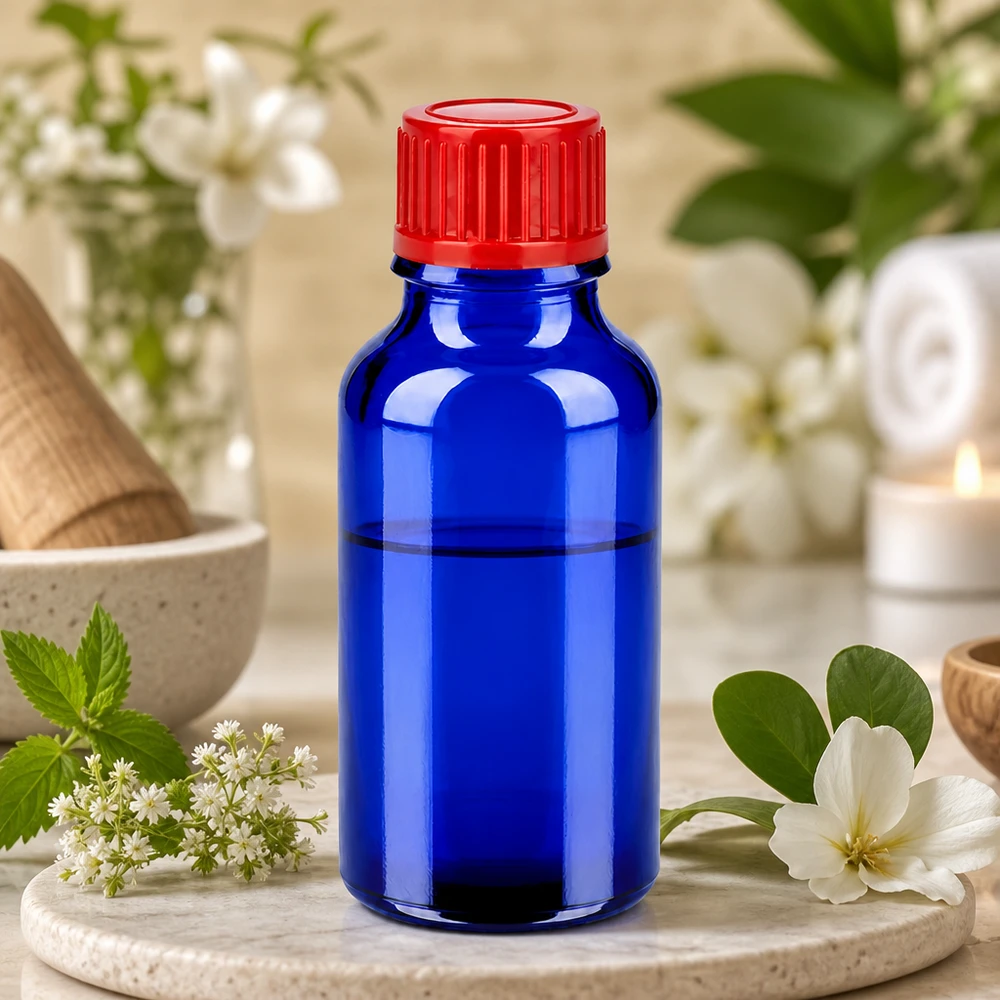 20ml Flasche 11mm Schraubverschluss rot Standard BlueLine UT18/20 Pharmaqualität Glasflasche 20ml blau mit rotem Sicherheitsverschluss für sterile Aufbewahrung