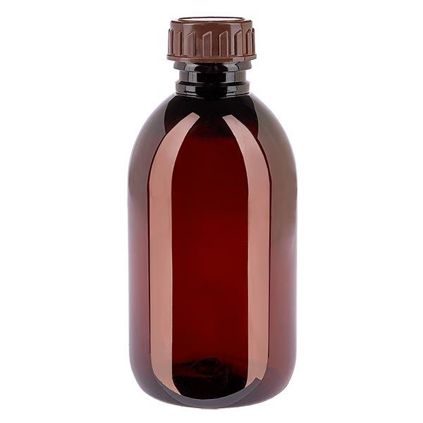 PET Flasche 250ml mit braunem Verschluss Standard