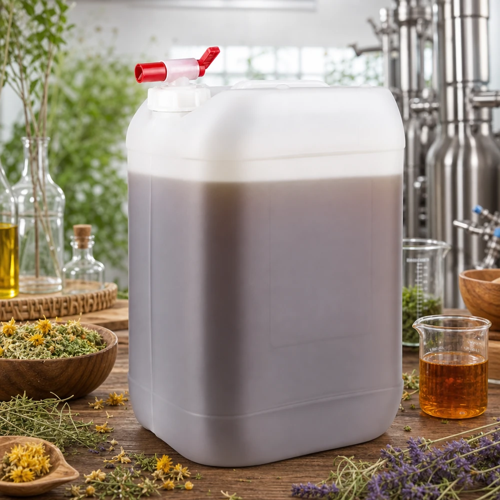 Lebensmittelechter Kanister 25 Liter mit Auslaufhahn zur Lagerung von Kräuteressenzen und Ölen