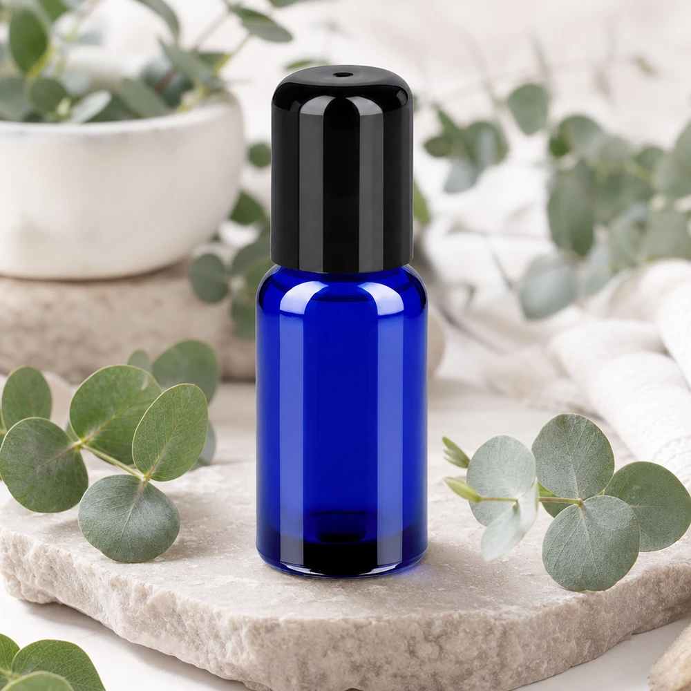 20ml Roll-On Flasche schwarz Standardverschluss BlueLine UT18/20 Professionelle 20ml Roll-On Flasche BlueLine Serie mit hygienischem Kugelverschluss