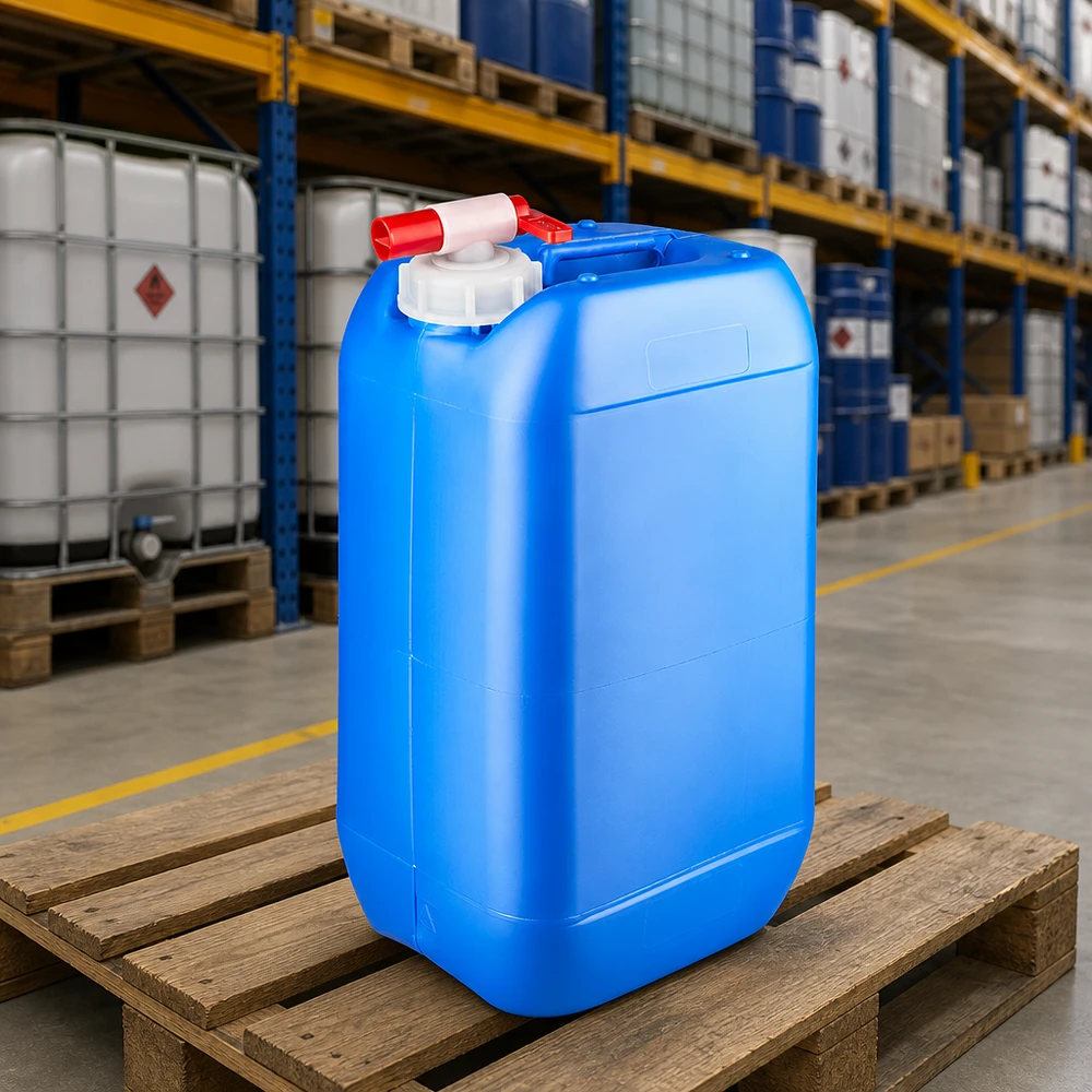 Kanister 15 Liter blau mit Auslaufhahn Kompakter Kunststoffkanister 15 Liter blau mit integriertem Hahn zur Vorratshaltung