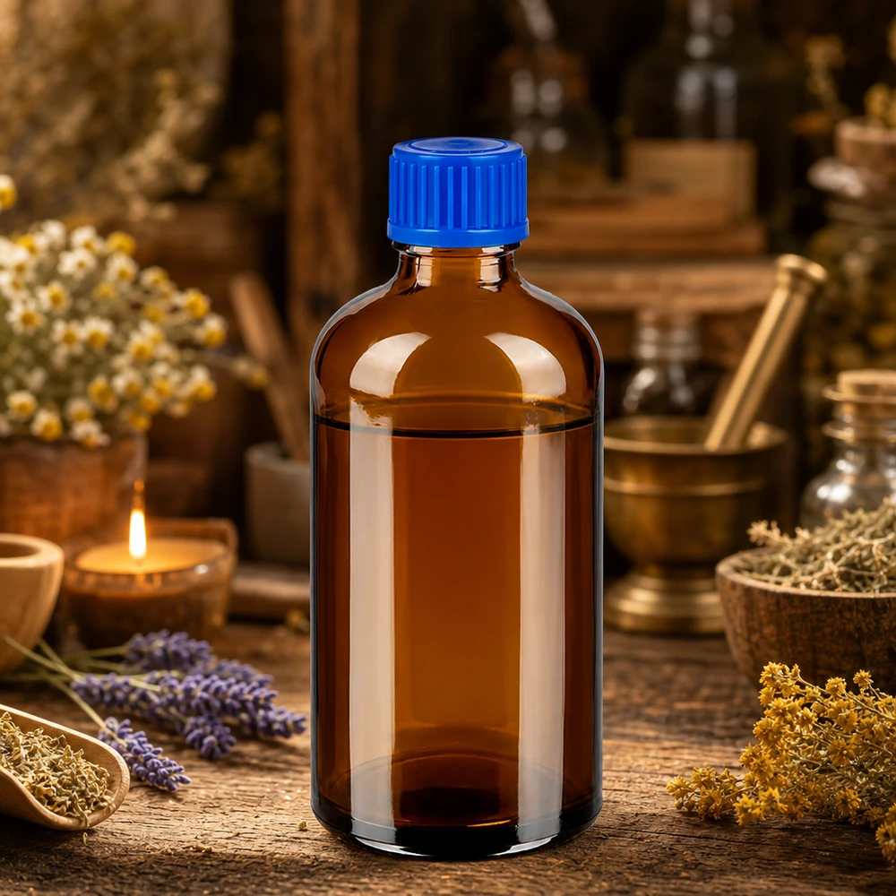 100ml Flasche 11mm Schraubverschluss blau Standard BrownLine UT18/100 STD BrownLine Flasche 100ml mit ergonomischem Design und auslaufsicherem blauem Verschlusssystem