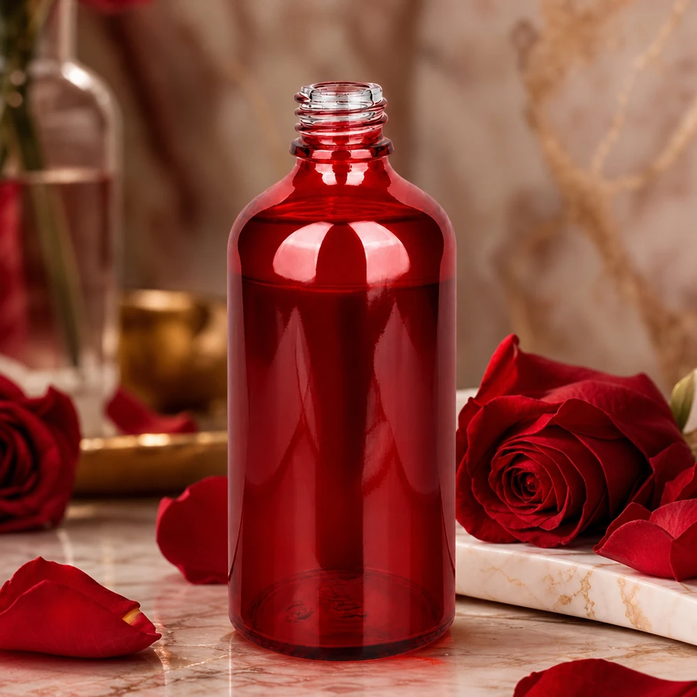 100ml Apothekenflasche RedLine UT18/100 UNiTWIST Premium Apothekenflasche RedLine 100ml in Rubinrot für hochwertige Beauty und Wellness Produkte
