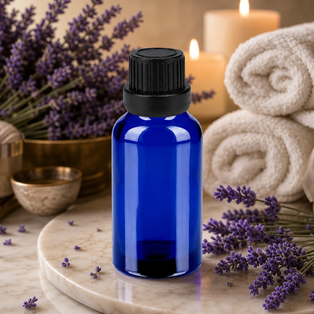 20ml Flasche 11mm Schraubverschluss schwarz Originalitätsverschluss BlueLine UT18/20 Elegante kobaltblaue 20ml Flasche mit mattem schwarzen Verschluss für Aromatherapie