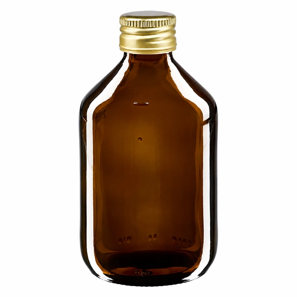 Hochwertige 300ml Glasflasche braun mit UV-Schutz und elegantem Goldverschluss